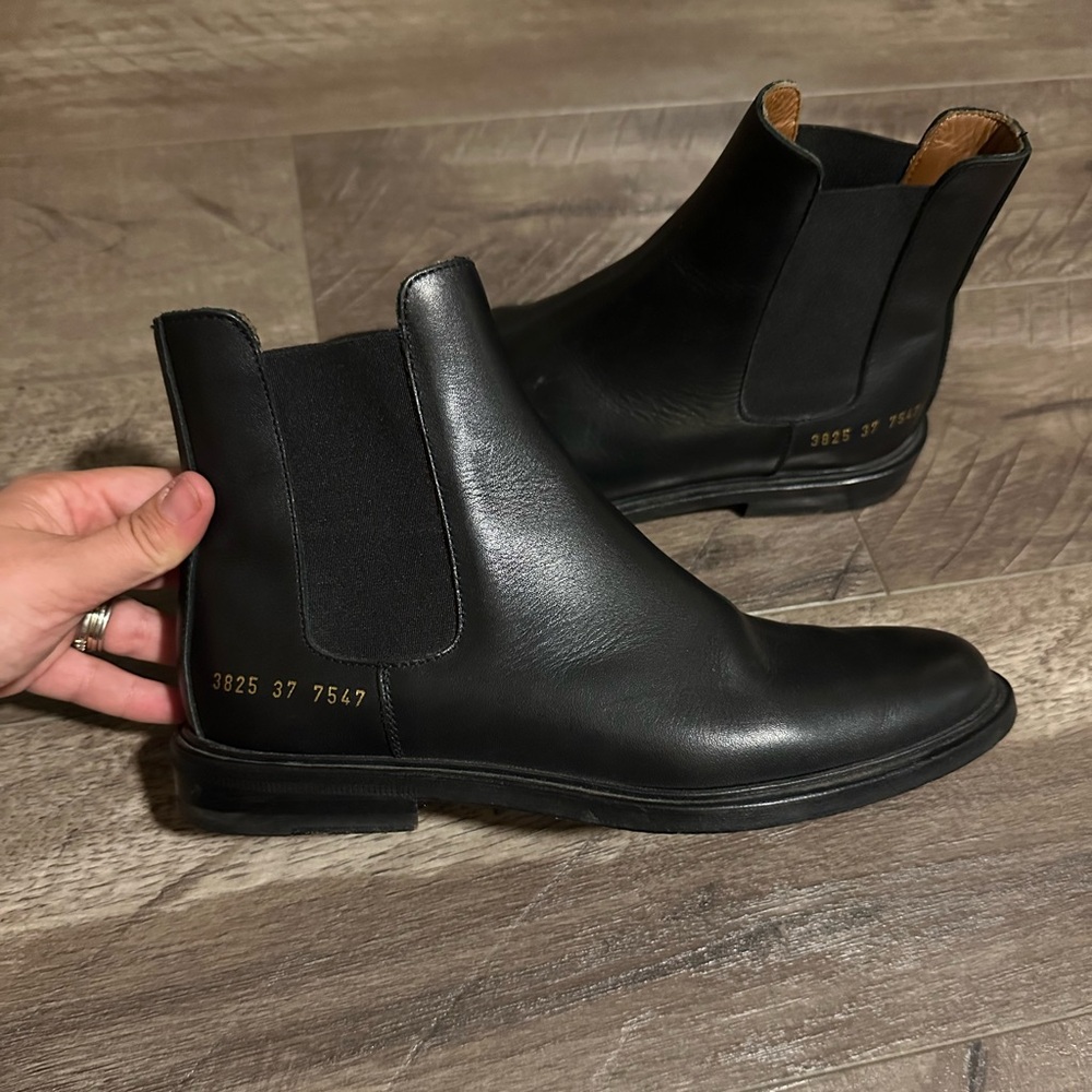 Common Projects Black Leather Chelsea Ankle Boots